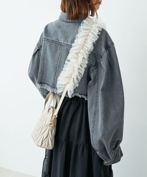 MAJESTIC LEGON（マジェスティックレゴン）の「チュールフリルショルダー（ベルト・レディース・ブラック/アイボリー/グレイッシュベージュ・FREE）」の14枚目の写真