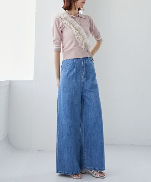 MAJESTIC LEGON（マジェスティックレゴン）の「チュールフリルショルダー（ベルト・レディース・ブラック/アイボリー/グレイッシュベージュ・FREE）」の16枚目の写真