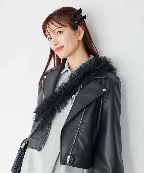 MAJESTIC LEGON（マジェスティックレゴン）の「チュールフリルショルダー（ベルト・レディース・ブラック/アイボリー/グレイッシュベージュ・FREE）」の20枚目の写真