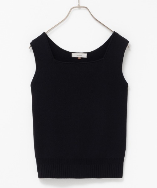 HusHusH(ハッシュアッシュ)の「HusHusH ハッシュアッシュ スクエアニットタンクトップ(タンクトップ・レディース・ライトグレー系/ブラック・L/M/S)」の7枚目の写真