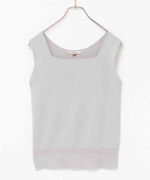 HusHusH(ハッシュアッシュ)の「HusHusH ハッシュアッシュ スクエアニットタンクトップ(タンクトップ・レディース・ライトグレー系/ブラック・L/M/S)」の8枚目の写真