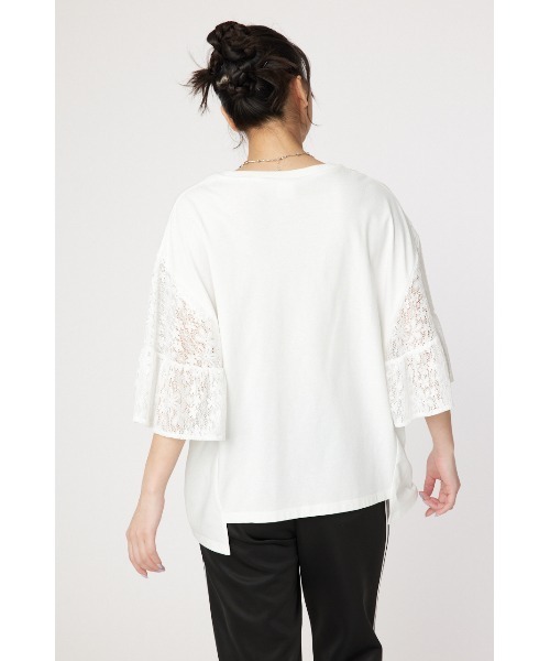 RODEO CROWNS WIDE BOWL（ロデオクラウンズワイドボウル）の「ドッキングレースラッフルTシャツ（Tシャツ/カットソー・レディース・オフホワイト/ブラック/グレー×ホワイト・FREE）」の11枚目の写真