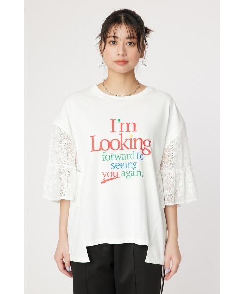 RODEO CROWNS WIDE BOWL（ロデオクラウンズワイドボウル）の「ドッキングレースラッフルTシャツ（Tシャツ/カットソー・レディース・オフホワイト/ブラック/グレー×ホワイト・FREE）」の14枚目の写真