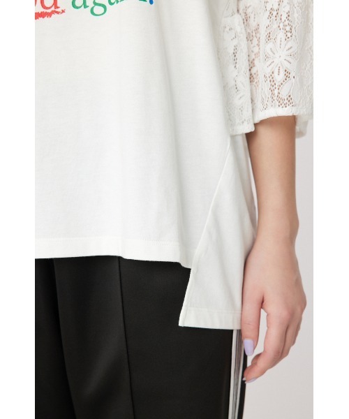 RODEO CROWNS WIDE BOWL（ロデオクラウンズワイドボウル）の「ドッキングレースラッフルTシャツ（Tシャツ/カットソー・レディース・オフホワイト/ブラック/グレー×ホワイト・FREE）」の7枚目の写真