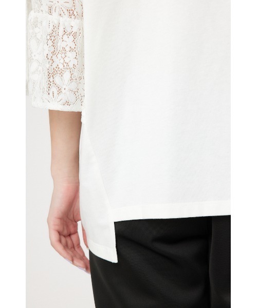 RODEO CROWNS WIDE BOWL（ロデオクラウンズワイドボウル）の「ドッキングレースラッフルTシャツ（Tシャツ/カットソー・レディース・オフホワイト/ブラック/グレー×ホワイト・FREE）」の8枚目の写真