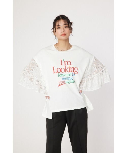 RODEO CROWNS WIDE BOWL（ロデオクラウンズワイドボウル）の「ドッキングレースラッフルTシャツ（Tシャツ/カットソー・レディース・オフホワイト/ブラック/グレー×ホワイト・FREE）」の16枚目の写真