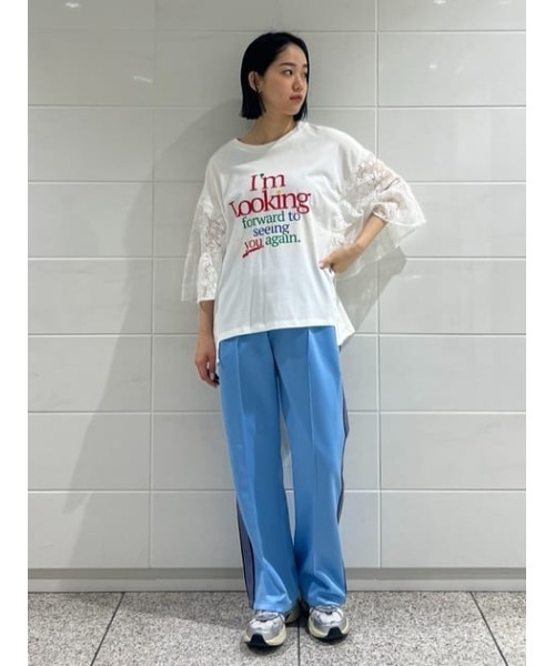 RODEO CROWNS WIDE BOWL（ロデオクラウンズワイドボウル）の「ドッキングレースラッフルTシャツ（Tシャツ/カットソー・レディース・オフホワイト/ブラック/グレー×ホワイト・FREE）」の20枚目の写真