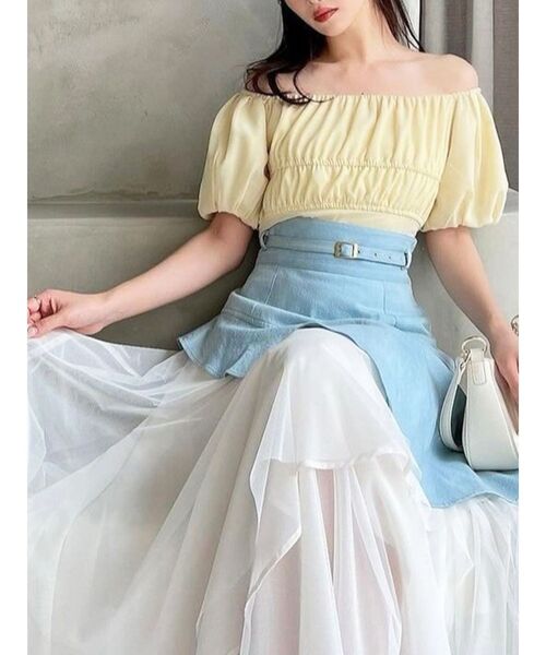 RESEXXY（リゼクシー）の「シフォンボリュームブラウス（シャツ/ブラウス・レディース・ブラック/イエロー/ホワイト/ピンク・FREE）」の2枚目の写真