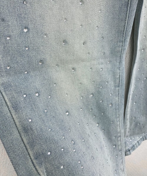 LADY LIKE(レディライク)の「ラインストーン付きハイウエストデニムパンツ(デニムパンツ・レディース・サックスブルー/ブルー・M/L/S)」の9枚目の写真