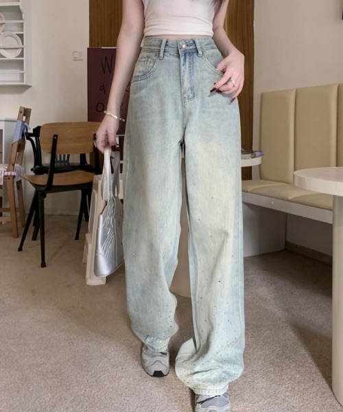 LADY LIKE(レディライク)の「ラインストーン付きハイウエストデニムパンツ(デニムパンツ・レディース・サックスブルー/ブルー・M/L/S)」の16枚目の写真