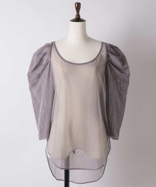 LA BELLE ETUDE(ラベルエチュード)の「6分袖タックパフスリーブチュールトップス(Tシャツ/カットソー・レディース・ブラウン/ブラック/グレー・FREE)」の19枚目の写真