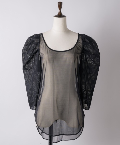 LA BELLE ETUDE(ラベルエチュード)の「6分袖タックパフスリーブチュールトップス(Tシャツ/カットソー・レディース・ブラウン/ブラック/グレー・FREE)」の17枚目の写真