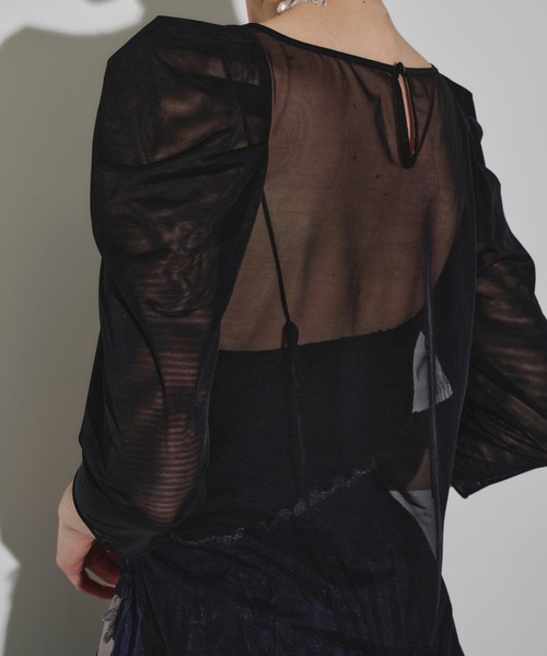 LA BELLE ETUDE(ラベルエチュード)の「6分袖タックパフスリーブチュールトップス(Tシャツ/カットソー・レディース・ブラウン/ブラック/グレー・FREE)」の7枚目の写真