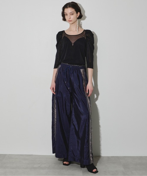 LA BELLE ETUDE(ラベルエチュード)の「6分袖タックパフスリーブチュールトップス(Tシャツ/カットソー・レディース・ブラウン/ブラック/グレー・FREE)」の4枚目の写真