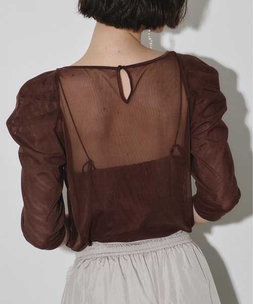 LA BELLE ETUDE(ラベルエチュード)の「6分袖タックパフスリーブチュールトップス(Tシャツ/カットソー・レディース・ブラウン/ブラック/グレー・FREE)」の16枚目の写真