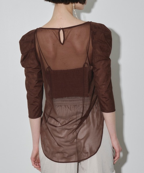 LA BELLE ETUDE(ラベルエチュード)の「6分袖タックパフスリーブチュールトップス(Tシャツ/カットソー・レディース・ブラウン/ブラック/グレー・FREE)」の15枚目の写真