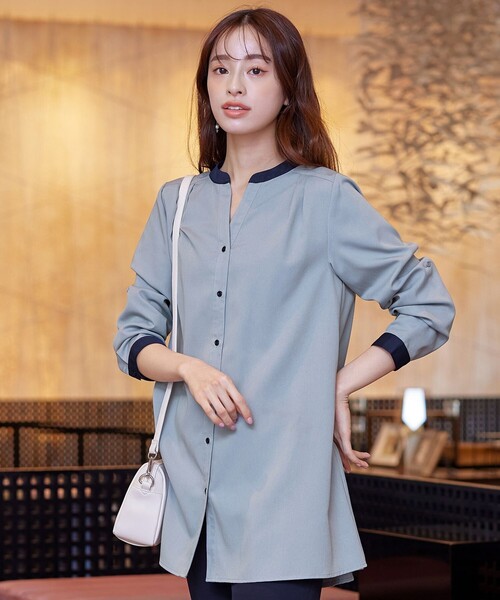 【洗える】クレリックシャツチュニック（シャツ/ブラウス）｜Tiaclasse（ティアクラッセ）