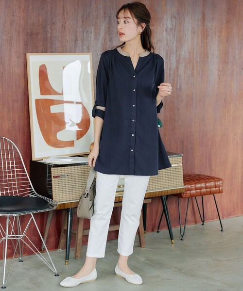 【洗える】クレリックシャツチュニック（シャツ/ブラウス）｜Tiaclasse（ティアクラッセ）