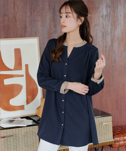 【洗える】クレリックシャツチュニック（シャツ/ブラウス）｜Tiaclasse（ティアクラッセ）