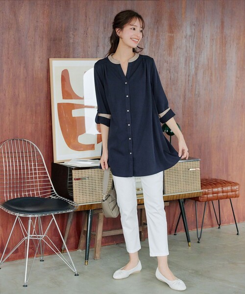 【洗える】クレリックシャツチュニック（シャツ/ブラウス）｜Tiaclasse（ティアクラッセ）