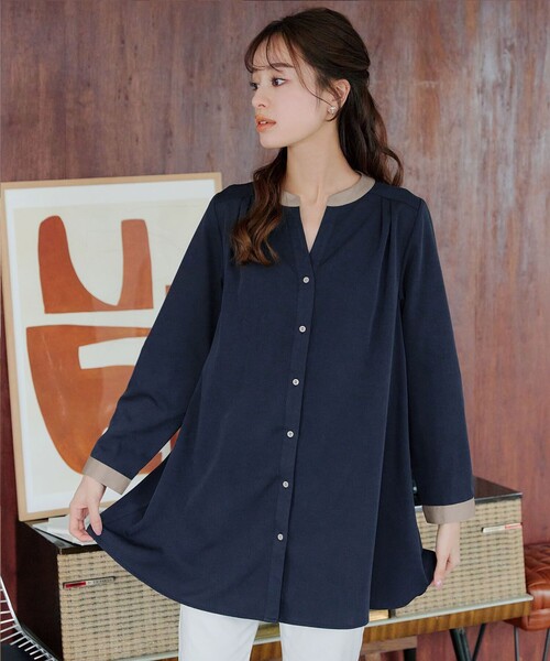 【洗える】クレリックシャツチュニック（シャツ/ブラウス）｜Tiaclasse（ティアクラッセ）