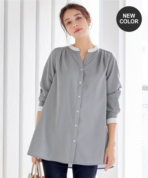 【洗える】クレリックシャツチュニック（シャツ/ブラウス）｜Tiaclasse（ティアクラッセ）