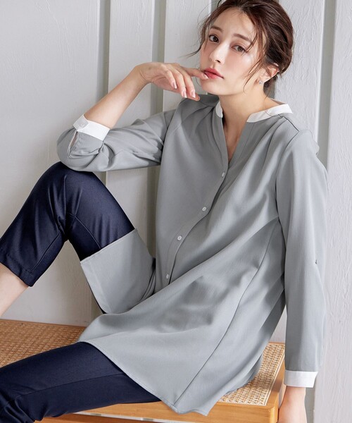 【洗える】クレリックシャツチュニック（シャツ/ブラウス）｜Tiaclasse（ティアクラッセ）