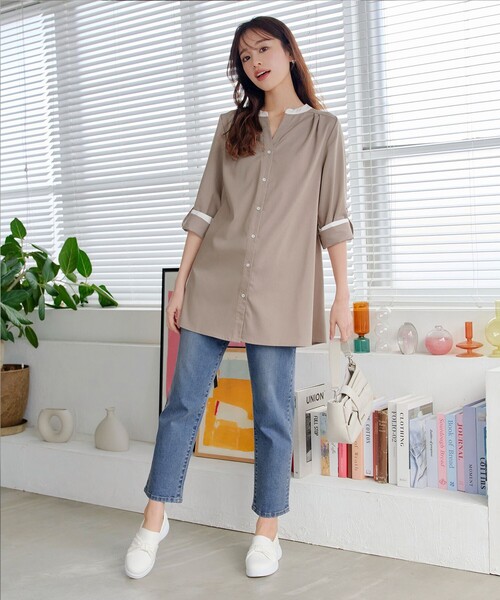 【洗える】クレリックシャツチュニック（シャツ/ブラウス）｜Tiaclasse（ティアクラッセ）