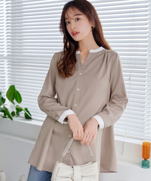 【洗える】クレリックシャツチュニック（シャツ/ブラウス）｜Tiaclasse（ティアクラッセ）