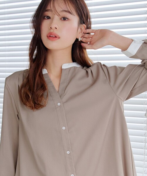 【洗える】クレリックシャツチュニック（シャツ/ブラウス）｜Tiaclasse（ティアクラッセ）