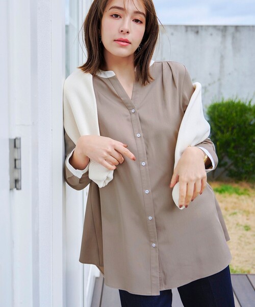 【洗える】クレリックシャツチュニック（シャツ/ブラウス）｜Tiaclasse（ティアクラッセ）