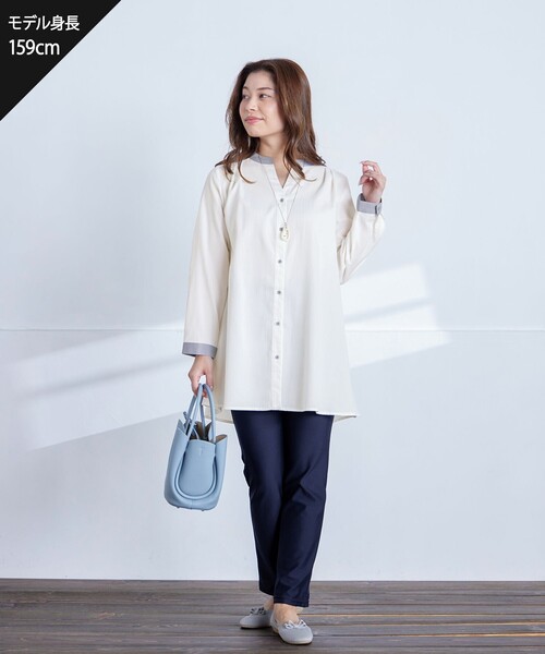 (30%OFF) doux bleu ドゥーブルー ラミークレリック シャツチュニック 2413-023  (2024SS 春夏) 30%OFF) doux bleu ドゥーブルー ラミークレリック シャツ
