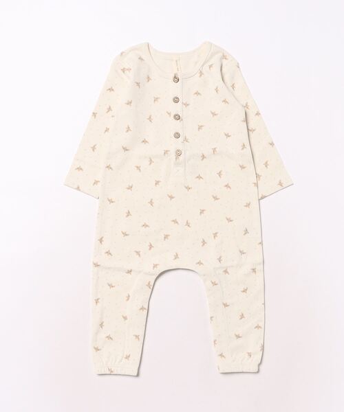 【セール】'Quincy Mae'LONG SLEEVE JUMPSUIT || DOVES（ベビーパジャマ/スリーパー）｜Quincy Mae（クインシーメイ）