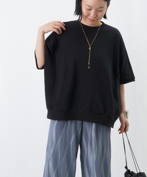 LUCA/LADY LUCK LUCA（ルカ/レディラックルカ）の「LC/LLL オーバースウェット / ポケット付き半袖スウェットプルオーバー（スウェット・レディース・オフホワイト/ブラック/ラベンダー/グレー・FREE）」の5枚目の写真