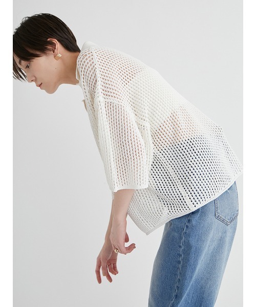 emmi（エミ）の「コイルヤーンスキッパーメッシュニット（ニット