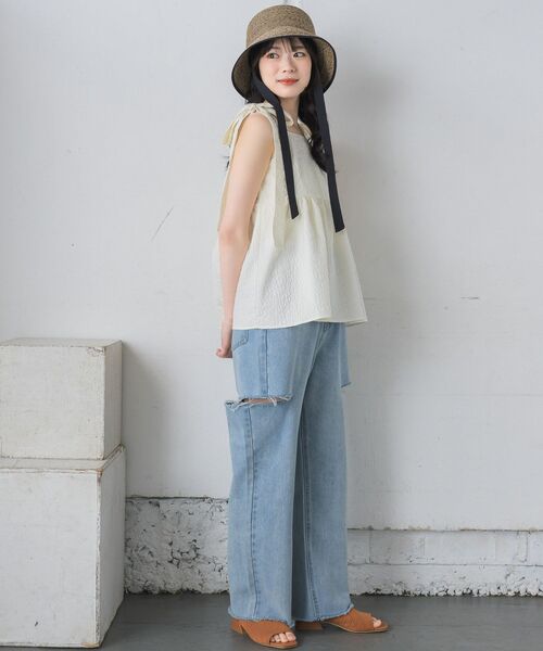 RETRO GIRL(レトロガール)の「肩リボンジャガードビスチェ(キャミソール・レディース・ブラック/ナチュラル/ベージュ・FREE)」の13枚目の写真