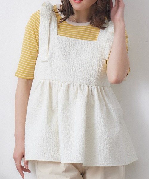 RETRO GIRL(レトロガール)の「肩リボンジャガードビスチェ(キャミソール・レディース・ブラック/ナチュラル/ベージュ・FREE)」の9枚目の写真