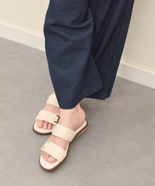 ★MAX MARA★ダブルフラット スムース レザー フラット サンダル ダブルフラット] スムース レザー フラット サンダル, cocoa