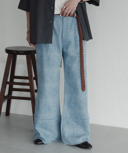 epnok(エプノック)の「フリンジフレアスラブデニムパンツ(デニムパンツ・メンズ・ブラック/サックスブルー/インディゴブルー・SMALL/LARGE/MEDIUM)」の1枚目の写真