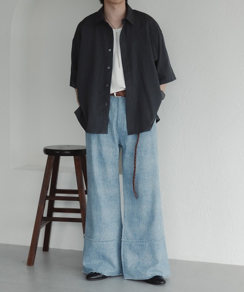 epnok(エプノック)の「フリンジフレアスラブデニムパンツ(デニムパンツ・メンズ・ブラック/サックスブルー/インディゴブルー・SMALL/LARGE/MEDIUM)」の17枚目の写真
