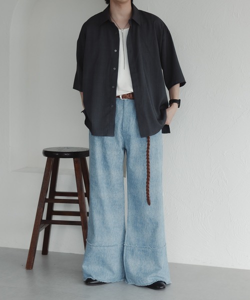 epnok(エプノック)の「フリンジフレアスラブデニムパンツ(デニムパンツ・メンズ・ブラック/サックスブルー/インディゴブルー・SMALL/LARGE/MEDIUM)」の18枚目の写真