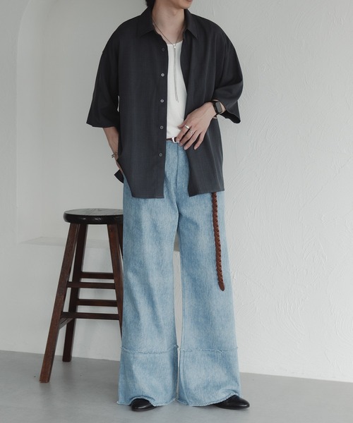 SUPPLIER デニムパンツ ブラック フレア フリンジ セール】【 2color ／ 4size 】ヴィンテージライクフリンジ