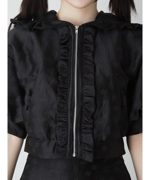 Ank Rouge（アンクルージュ）の「ジャガードフードブルゾン（ブルゾン・レディース・ホワイト/ブラック・M）」の8枚目の写真