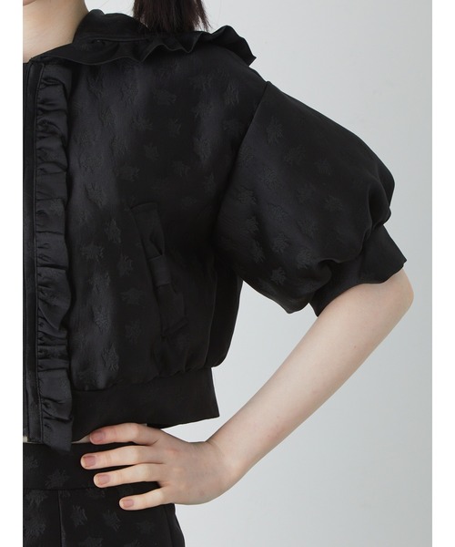 Ank Rouge（アンクルージュ）の「ジャガードフードブルゾン（ブルゾン・レディース・ホワイト/ブラック・M）」の7枚目の写真