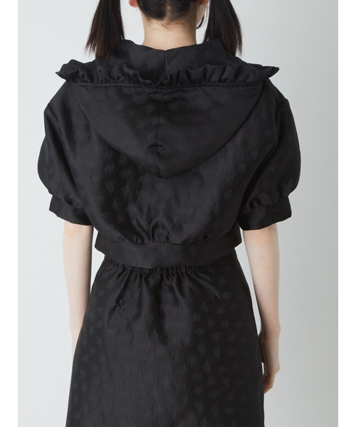 Ank Rouge（アンクルージュ）の「ジャガードフードブルゾン（ブルゾン・レディース・ホワイト/ブラック・M）」の5枚目の写真