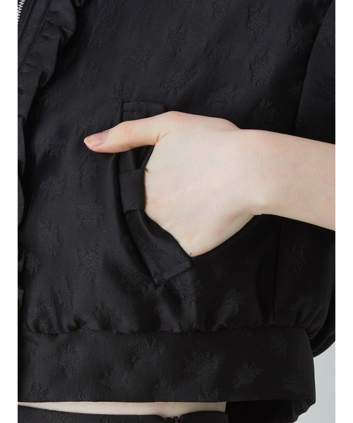 Ank Rouge（アンクルージュ）の「ジャガードフードブルゾン（ブルゾン・レディース・ホワイト/ブラック・M）」の4枚目の写真