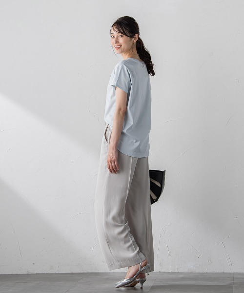 tシャツ 「WEB限定」「3サイズ」スムースコットンラウンドヘムカットソー「洗える/接触冷感」 レディース LAUTREAMONT tシャツ 「WEB限定」「3サイズ」スムースコットン
