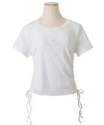 Julia Boutique | ラインストーンロゴドロストギャザートップス/24093(Tシャツ/カットソー)