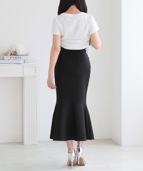 Julia Boutique(ジュリアブティック)の「ラインストーンロゴドロストギャザートップス/24093(Tシャツ/カットソー・レディース・ブラック/ホワイト・ONE)」の17枚目の写真