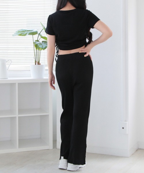 Julia Boutique(ジュリアブティック)の「ラインストーンロゴドロストギャザートップス/24093(Tシャツ/カットソー・レディース・ブラック/ホワイト・ONE)」の12枚目の写真